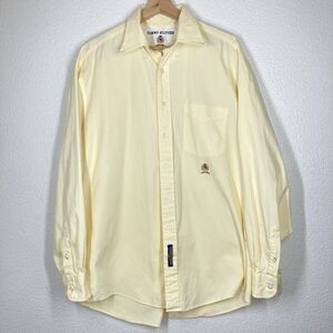 Vintage Tommy Hilfiger Shirt Mens Large Yellow Crest Logo Button Up 90s Classic